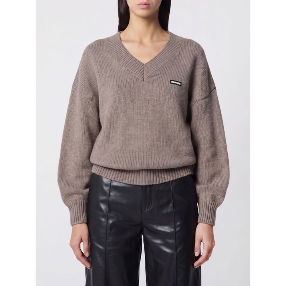 Rotate Women Relaxed Fit V-Neck Wool And Cashmere Jumper Rotate With Logo